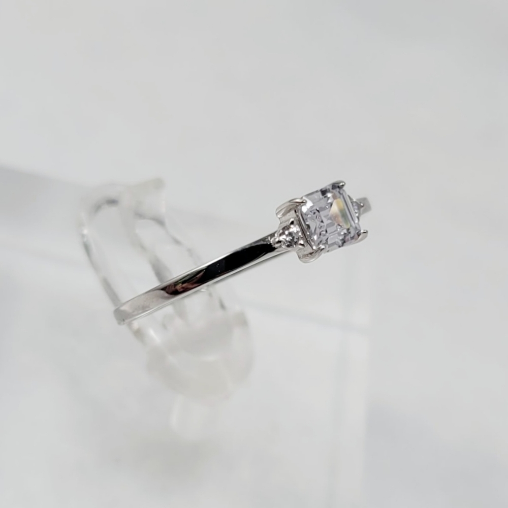 Sterling Silver Dainty Princess Cut Ring - Picture 5 of 13